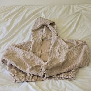 Beige Corduroy Hooded Jacket